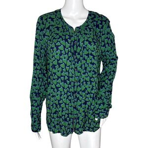 Anthropologie 30 Of 52 Conversation Shirt Women 12 Green Blue My Funny Valentine